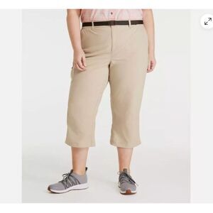NWT - LL Bean Womens size 2X Tropicwear Capri Pants Nylon 516921 Khaki Hiking‎